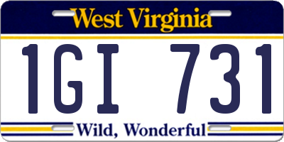WV license plate 1GI731
