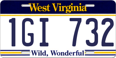 WV license plate 1GI732