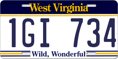 WV license plate 1GI734
