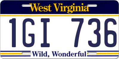 WV license plate 1GI736