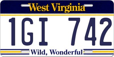 WV license plate 1GI742