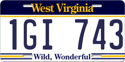 WV license plate 1GI743