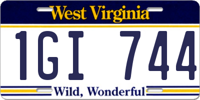 WV license plate 1GI744