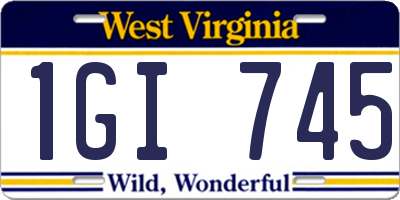 WV license plate 1GI745