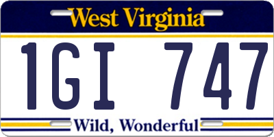 WV license plate 1GI747