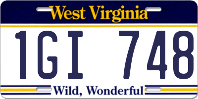 WV license plate 1GI748