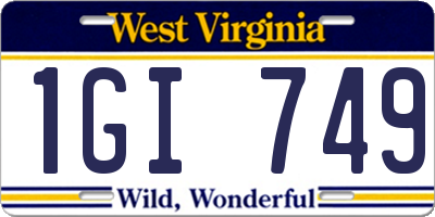 WV license plate 1GI749