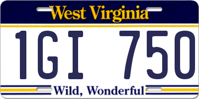 WV license plate 1GI750
