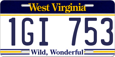 WV license plate 1GI753