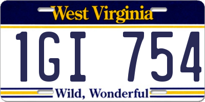 WV license plate 1GI754