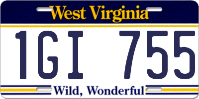 WV license plate 1GI755