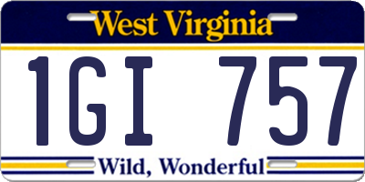 WV license plate 1GI757