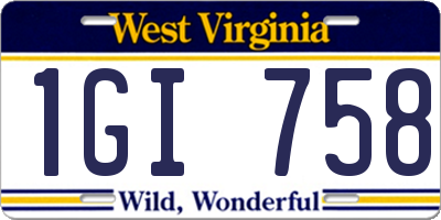 WV license plate 1GI758