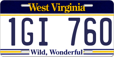 WV license plate 1GI760