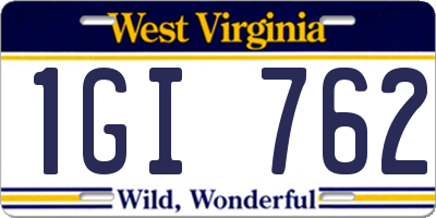 WV license plate 1GI762