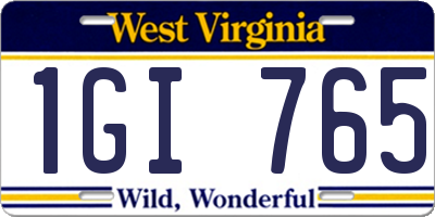 WV license plate 1GI765