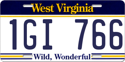 WV license plate 1GI766
