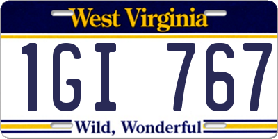 WV license plate 1GI767