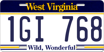 WV license plate 1GI768