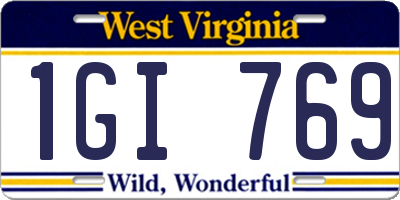 WV license plate 1GI769