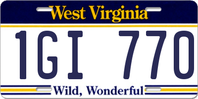 WV license plate 1GI770