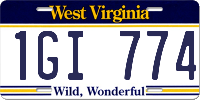 WV license plate 1GI774