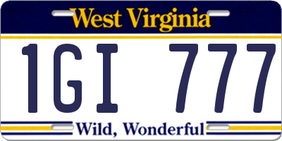 WV license plate 1GI777