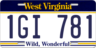 WV license plate 1GI781