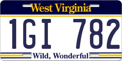 WV license plate 1GI782