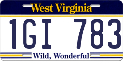 WV license plate 1GI783