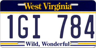 WV license plate 1GI784