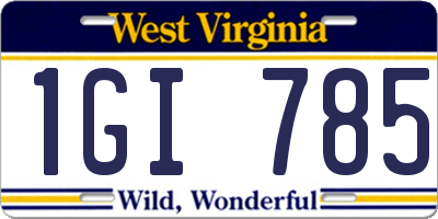 WV license plate 1GI785