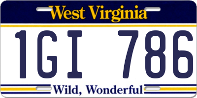 WV license plate 1GI786