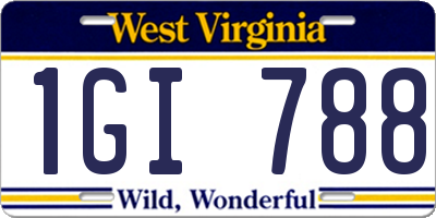 WV license plate 1GI788