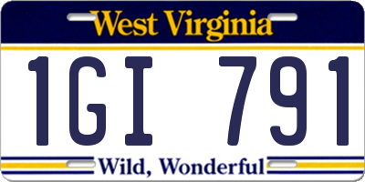 WV license plate 1GI791