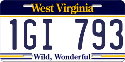 WV license plate 1GI793