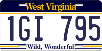WV license plate 1GI795