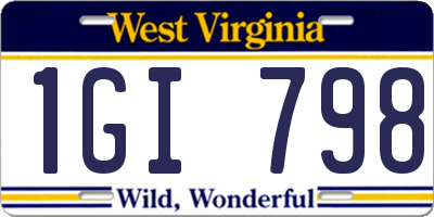 WV license plate 1GI798