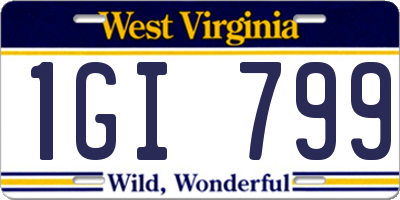 WV license plate 1GI799