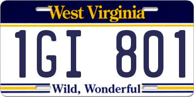 WV license plate 1GI801