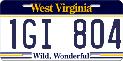 WV license plate 1GI804