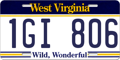 WV license plate 1GI806