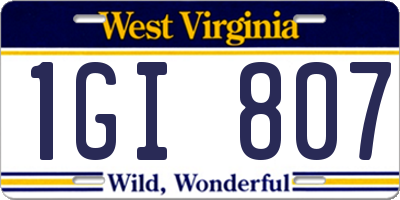 WV license plate 1GI807