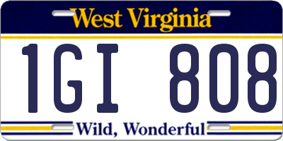 WV license plate 1GI808