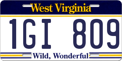 WV license plate 1GI809