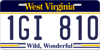 WV license plate 1GI810