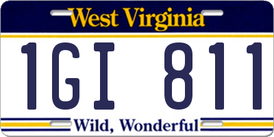 WV license plate 1GI811