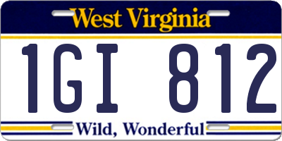 WV license plate 1GI812