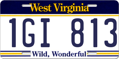 WV license plate 1GI813