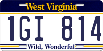 WV license plate 1GI814